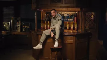 Stone Island Sage Green Cargo Pocket Jogger Sweatpants worn by ArrDee in 12AM At Home (Official Music Video)