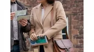WomenBrownWoolCoat of Lily (Erica Durance) in A Scottish Love Scheme