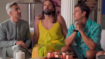 Cos Silk-Blend Print­ed Maxi Dress worn by Jonathan Van Ness as seen in Queer Eye (S08E05)