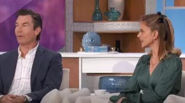 Maje Smocked Ruffled Dress worn by Natalie Morales as seen in The Talk on January 31, 2024