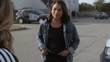 Paige Men's Scout Denim Jacket w/ Hoodie worn by Jackie Quiñones (Monica Raymund) as seen in Hightown (S02E03)