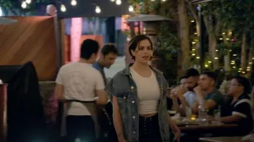 R13 Raw Edge Denim Oversized Trucker Vest worn by Kate Maloney as seen in Vanderpump Rules (S11E01)