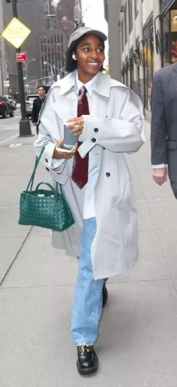 Bottega Veneta Monsieur Leather Loafers worn by Ayo Edebiri in New York City on February 1, 2024