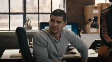 Banana Republic Ribbed Knit Henley worn by Detective Bobby Reyes (Rick Gonzalez) as seen in Law & Order: Organized Crime (S04E03)