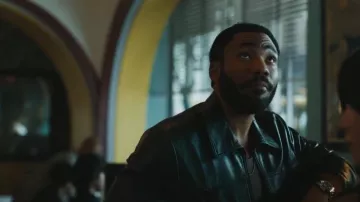 Celine Leather Jack­et worn by Donald Glover as seen in Mr. & Mrs. Smith (S01E01)