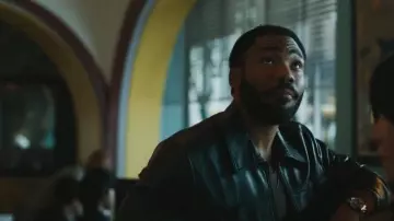 Celine Leather Jack­et worn by Donald Glover as seen in Mr. & Mrs. Smith (S01E01)