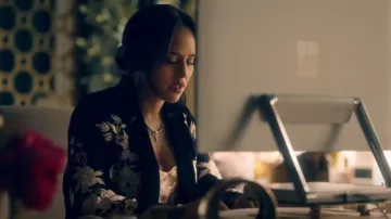 Zara Contrasting Embroidered Black Printed Kimono worn by Sunny Patel (Agam Darshi) as seen in Sight Unseen (S01E02)