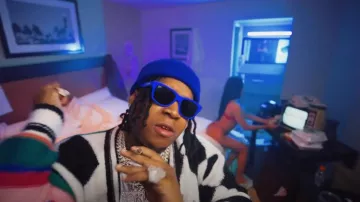 Celine Bright Blue Square Monochroms 05 Sunglasses worn by YTB Fatt in YTB Fatt - "Secrets" (Official Video)