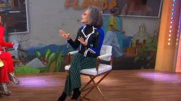 Karen Millen Veste de motard en tricot en tricot à blocs de couleurs et bandage portée par Carla Hall dans Good Morning America le 2 février 2024