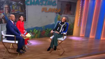 Pantalon évasé Brooklyn à imprimé géométrique Diane von Furstenberg porté par Carla Hall dans Good Morning America le 2 février 2024