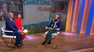 Pantalon évasé Brooklyn à imprimé géométrique Diane von Furstenberg porté par Carla Hall dans Good Morning America le 2 février 2024