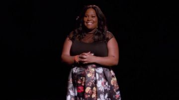 The top transparent black Mercedes Jones (Amber Riley) Glee