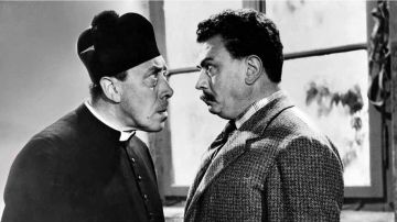 The strip of parish priest Don Camillo (Fernandel) in The Little World of Don Camillo