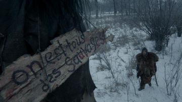 Authentic panel, bark "We are all savages" in The Back