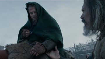 The genuine green cover of Hugh Glass (Leonardo DiCaprio) in The Revenant