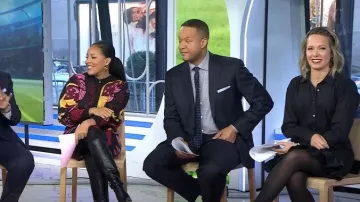 Farm Rio Black Tropical Magic Sweater Dress worn by Sheinelle Jones as seen in Today on February 6, 2024