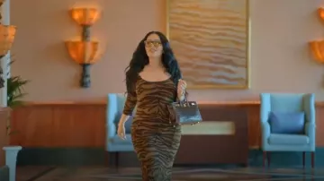Norma Kamali Scoop Neck Fishtail Dress To Midcalf In Brown worn by Mona Kattan as seen in Dubai Bling (S02E05)