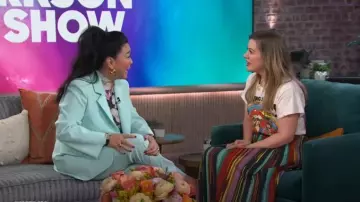 Pinko Light Blue Blazer worn by Sherry Cola as seen in The Kelly Clarkson Show on January 23, 2024