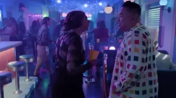Nor Black Nor White Keep It Clas­sic Ikat Shirt worn by Andrew Pham (Andrew Phung) as seen in Run the Burbs (S03E05)
