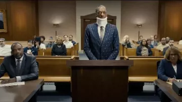 Gucci GG striped blazer jacket in blue worn by Jaycen (Snoop Dogg) as seen in The Underdoggs movie