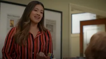 Ann Taylor Petite Long Sleeve Stripped Shirt worn by Nell Serrano (Gina Rodriguez) as seen in Not Dead Yet (S02E01)