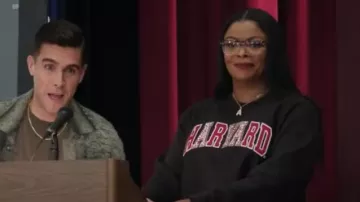 Collections by Joya Deco Diamond Monogram Pendant Necklace worn by Ava Coleman (Janelle James) as seen in Abbott Elementary (S03E01)