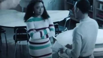 Y.A.S Knit Maxi Dress In Mul­ti­col­ored Stripe worn by Janine Teagues (Quinta Brunson) as seen in Abbott Elementary (S03E01)