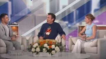 Derek Lam 10 Crosby Robertson Flare Pants worn by Natalie Morales as seen in The Talk on February 8, 2024