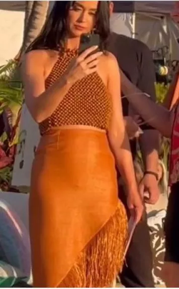 Andres Otalora Beads Adea’ Top worn by Katy Perry at Filming American Idol on February 9, 2024