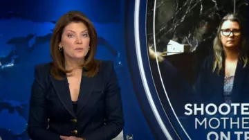 Veronica Beard Anoki Chaqueta Denim Dickey usada por Norah O'Donnell vista en CBS Evening News el 2 de febrero de 2024