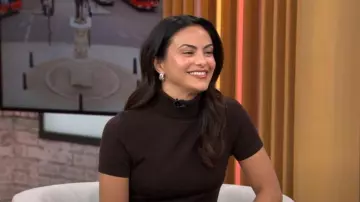 Sandy Liang Toad Sweater worn by Camila Mendes as seen in CBS Mornings on February 6, 2024
