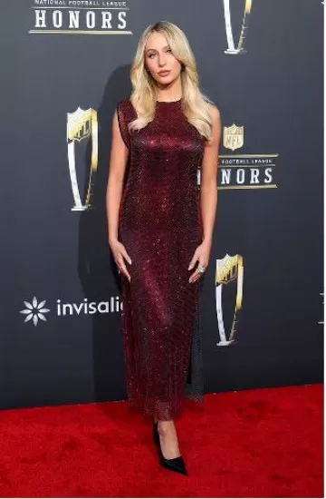 Ferragamo Midi Net Dress worn by Alix Earle at NFL Honors on February 8, 2024