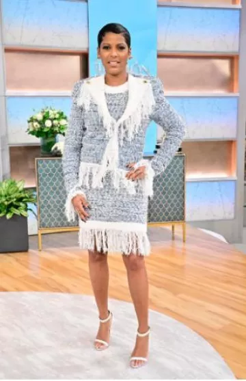 Tom Ford Chain Heel Leather Sandals worn by Tamron Hall at The Tamron Hall Show 5.26 on February 8, 2024