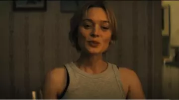 Neuw Jonesy Singlet worn by Mandy Bond (Bella Heathcote) as seen in Scrublands (S01E03)