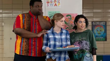 Urban Outfitters Animal Def Leppard Top in green worn by Janis 'Imi'ike (AvAuli'i Craval­ho) in Mean Girls movie