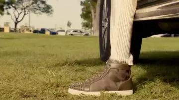 Louboutin Brown Camo Spikes sneakers worn by Jaycen (Snoop Dogg) as seen in The Underdoggs