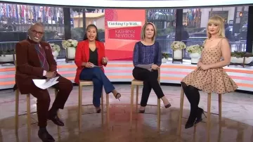 Veronica Beard Carson High Rise Flared Jeans worn by Sheinelle Jones as seen in Today on February 12, 2024