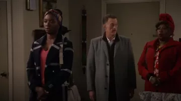 Vince Camuto Plaid Wool Coat worn by Abishola (Folake Olowofoyeku) as seen in Bob Hearts Abishola (S05E01)