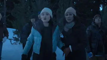 Moncler Bardanette Down Puffer Jacket Green worn by Margot Stokes (Isa Briones) as seen in Goosebumps (S01E08)