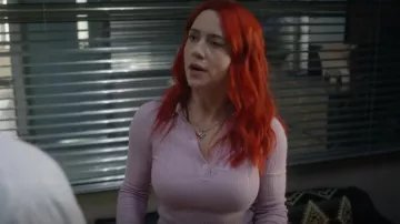 Gems and Stitchery Black and White Checkered Heart Silver Ball Chain Necklace worn by D'Arcy Bloom (Alice Wetterlund) as seen in Resident Alien (S02E10)
