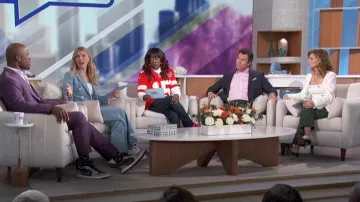 Sandro Narsy Flare Leg Tweed Pants worn by Amanda Kloots as seen in The Talk on February 12, 2024
