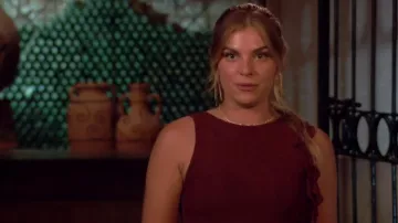 Iolanda Mini robe dos nu à volants en marron portée par Jessica Edwards dans The Bachelor (S28E04)
