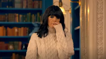 Albaray Cream Cable Turtle Neck Jumper worn by Claudia Winkleman as seen in The Traitors (S02E07)