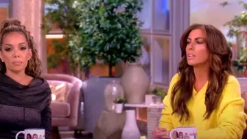 Maje Miramar Cashmere Blend Cable Knit Sweater worn by Alyssa Farah as seen in The View on February 12, 2024