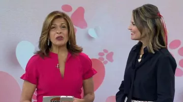 Kendra Scott Danielle Mother Of Pearl Link Charm Huggie Hoop Earrings worn by Hoda Kotb as seen in Today on February 14, 2024