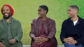 St. John Embellished Doubleface Leather Coat worn by Lashana Lynch as seen in Today on February 14, 2024