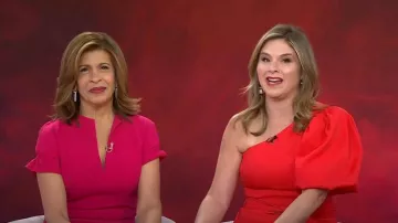 Black Halo Patel Jumpsuit in Snapdragon worn by Hoda Kotb as seen in Today with Hoda & Jenna on February 14, 2024