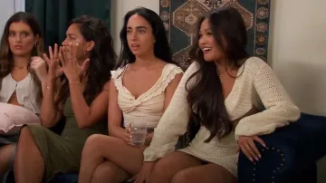 Vici Savannah Crochet Cut Out Mini Dress In Sand usado por Jenn Tran como se ve en The Bachelor (T28E05)