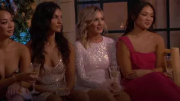 Mango Asymmetric Ruffled Dress In Purple worn by Jenn Tran as seen in The Bachelor (S28E05)