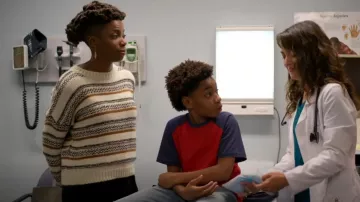 Anthropologie Elsamanda Striped Chunky Knit Alpaca Wool Blend Sweater worn by Denise (Sasheer Zamata) as seen in Home Economics (S02E10)